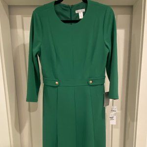 LONDON TIMES Saie Pine Green Midi Dress Size 8 NWT